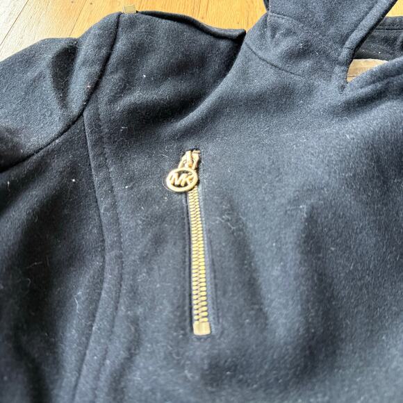 Michael Kors Black Full Zip Wool Blend Pea Coat with Belt Size 4 Classic Preppy - Picture 11 of 16